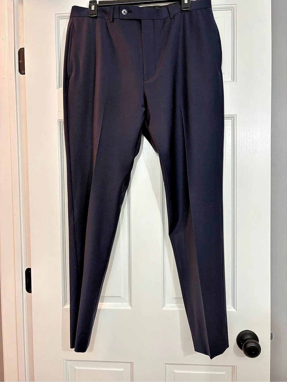 Calvin Klein Men's Navy Blue Slim Fit Infinite Stretch Wool Suit Pants (33Wx32L)